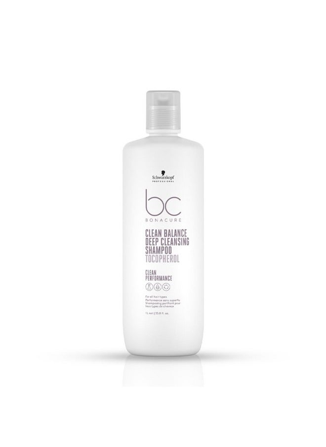 Bonacure Clean Balance Deep Cleansing Shampoo With Tocopherol | For All Hair Types - 1L