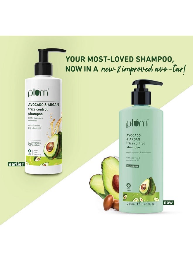 Avocado & Argan Frizz Control Shampoo | For Curly, Wavy, Frizzy Hair | Reduces Frizz, Retains Moisture, Conditions Strands | 250 Ml
