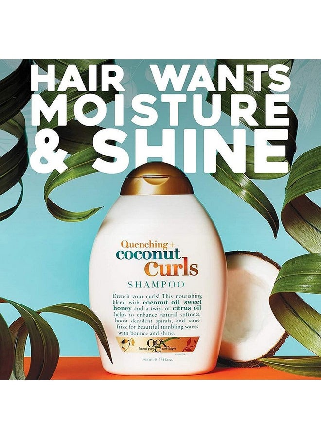 Quenching + Coconut Curls Curl Defining Shampoo Combo | Hydrating, Nourishing Curly Hair Shampoo With Coconut Oil, Citrus Oil & Honey, Paraben Sulfate Free Surfactants 770 Ml