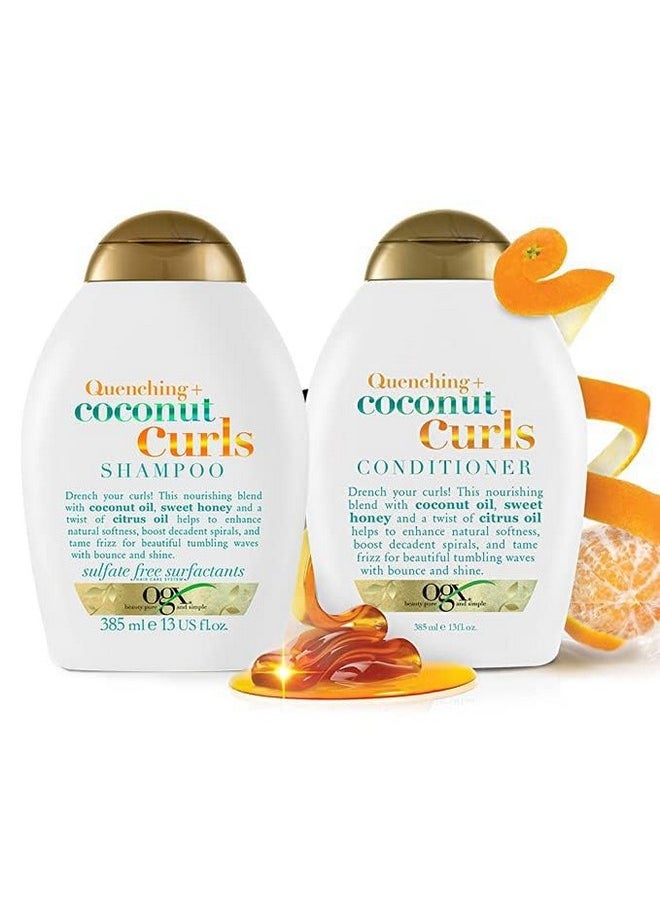 Quenching + Coconut Curls Curl-Defining Shampoo, Hydrating & Nourishing Curly Hair Shampoo With Coconut Oil, Citrus Oil & Honey, Paraben-Free, Sulfate-Free Surfactants, 385Ml