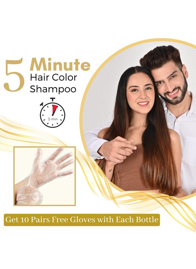 Hair Color Shampoo For Men & Women | No Ammonia - No Paraben | 10 Pair Free Gloves, Natural Brown 400Ml