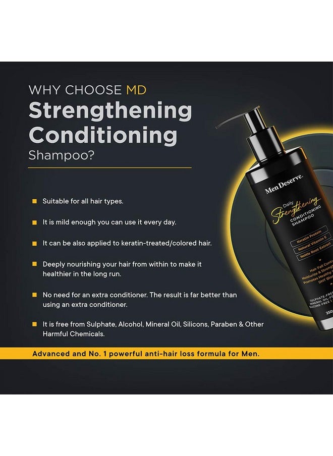 Daily Strengthening Conditioning Shampoo For Hair Fall Control And Keratin Restore. 250Ml (Sulphate Free And Paraben Free)