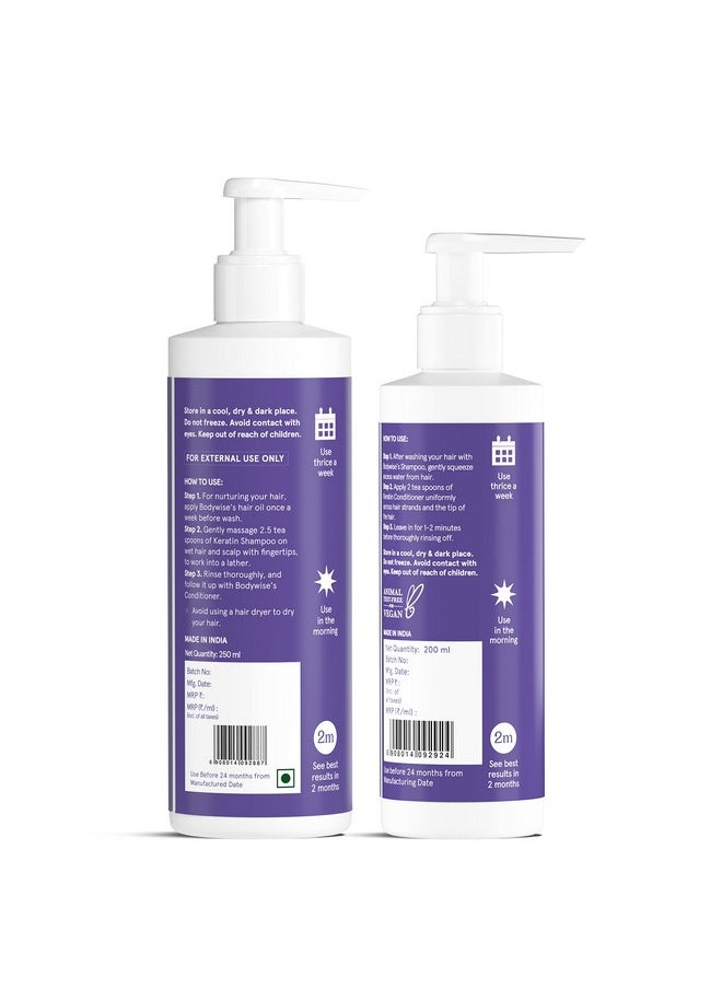 Keratin Hair Fall Control Shampoo & Conditioner | Ultra Smoothing Shampoo + Conditioner With Niacinamide, Biotin, Argon Oil, Shea Butter & Caffeine | Paraben & Sls Free, 450Ml.