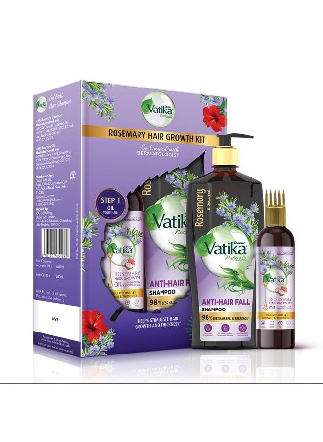 Vatika Rosemary Anti-Hair Fall Shampoo + Rosemary Hair Growth Oil|Hair Growth Kit - Reduces Hairfall|Stimulates Hair Growth And Thickness|98% Less Hair Fall And Breakage (Pack Of 2),1 Grams