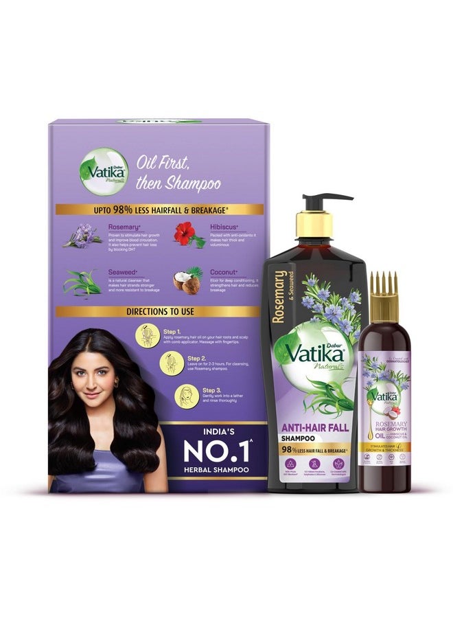 Vatika Rosemary Anti-Hair Fall Shampoo + Rosemary Hair Growth Oil|Hair Growth Kit - Reduces Hairfall|Stimulates Hair Growth And Thickness|98% Less Hair Fall And Breakage (Pack Of 2),1 Grams