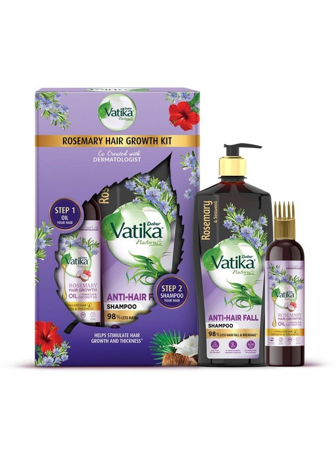 Vatika Rosemary Anti-Hair Fall Shampoo + Rosemary Hair Growth Oil|Hair Growth Kit - Reduces Hairfall|Stimulates Hair Growth And Thickness|98% Less Hair Fall And Breakage (Pack Of 2),1 Grams