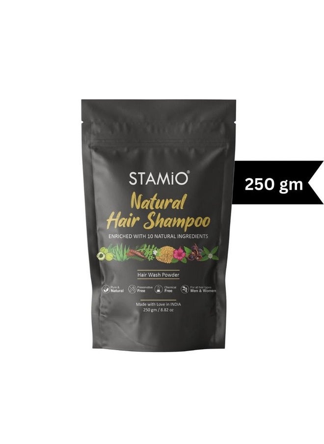 Natural Hair Shampoo Powder 250 Gm|Herbal Hair Wash - Enriched With Amla,Reetha,Shikakai,Bhringraj,Hibiscus,Methi,Brahmi,Jatamansi,Jujube And Aloe Vera|Men&Women|In Pouch 8.82 Oz