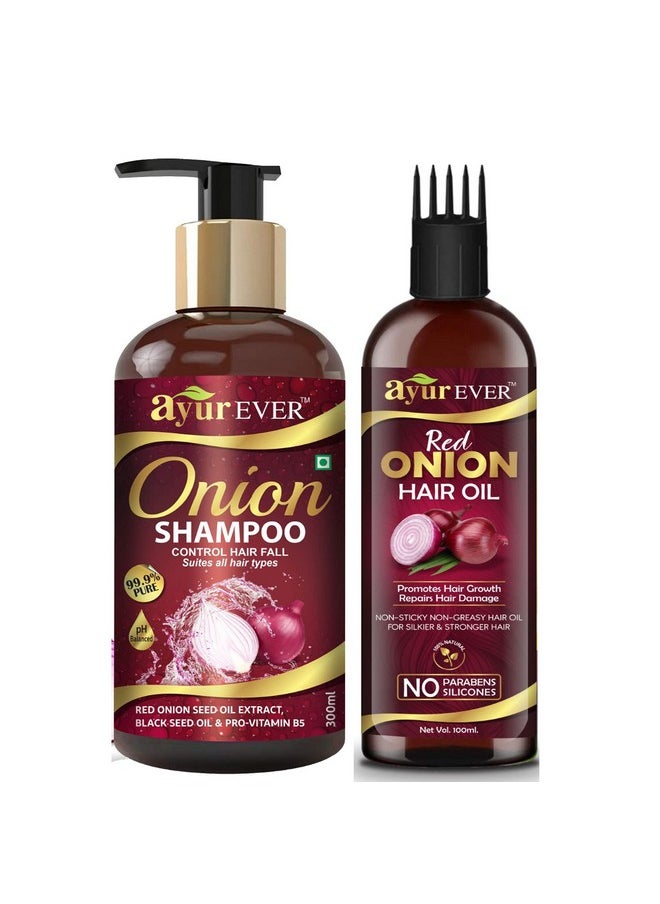 Cold Pressed Onion Hair Oil For Hair Growth (100 Ml) + Natural Extract Onion Shampoo (300 Ml)