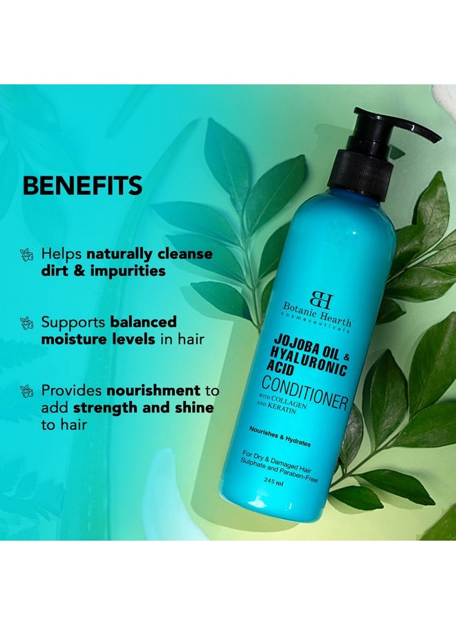 Jojoba & Hyaluronic Acid Conditioner With Keratin & Collagen|Hydrates Hair & Adds Shine For Dry & Dehydrated Hair Sulphate & Paraben Free 245Ml,1 Count