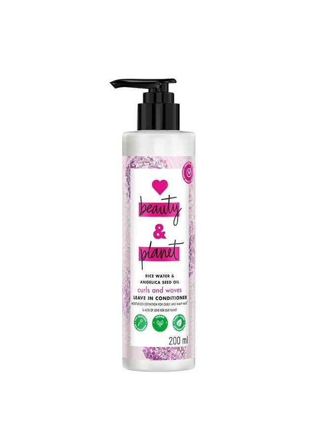 Love Beauty And Planet Rice Water & Angelica Seed Oil Silicone-Free Curl & Waves Leave-In|| No Parabens|| No Dyes|| Angelica Essential Oil|| Floral, 200Ml, 1 Count