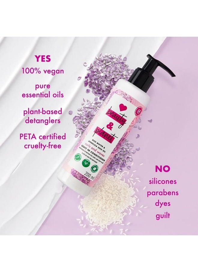 Love Beauty And Planet Rice Water & Angelica Seed Oil Silicone-Free Curl & Waves Leave-In|| No Parabens|| No Dyes|| Angelica Essential Oil|| Floral, 200Ml, 1 Count