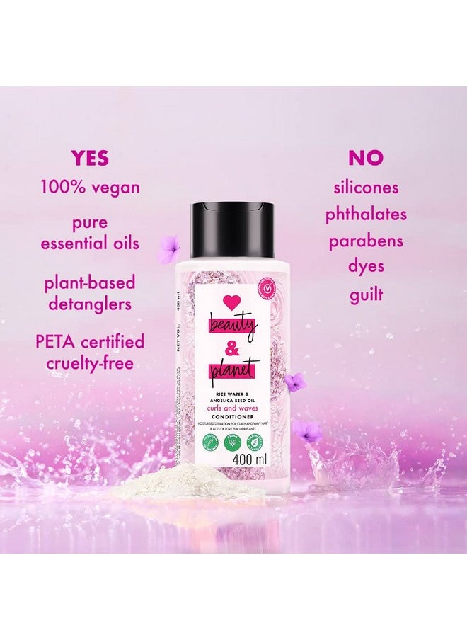 Love Beauty And Planet Rice Water & Angelica Seed Oil Silicone-Free Curl & Waves Conditioner|| No Parabens|| No Dyes|| Angelica Essential Oil|| 400Ml
