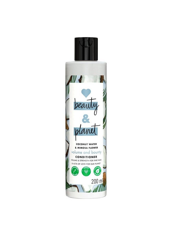 Coconut Water And Mimosa Flower Volume And Bounty Conditioner|| No Parabens|| No Dyes|| 100% Organic Coconut Oil|| 200Ml, 1 Count