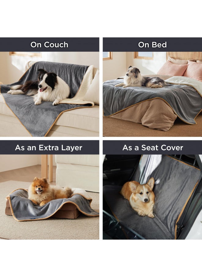 Bedsure Waterproof Dog Blankets for Small Dogs - Small Cat Blanket Washable for Couch Protection, Sherpa Fleece Puppy Blanket, Soft Plush Reversible Throw Furniture Protector, 25