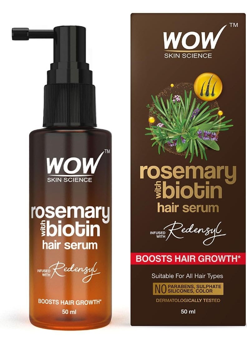 WOW Skin Science Rosemary & Biotin Hair Serum | Strengthens Weak Hair | Adds Volume | Revitalizes Hair | 50ml | Pack of 2