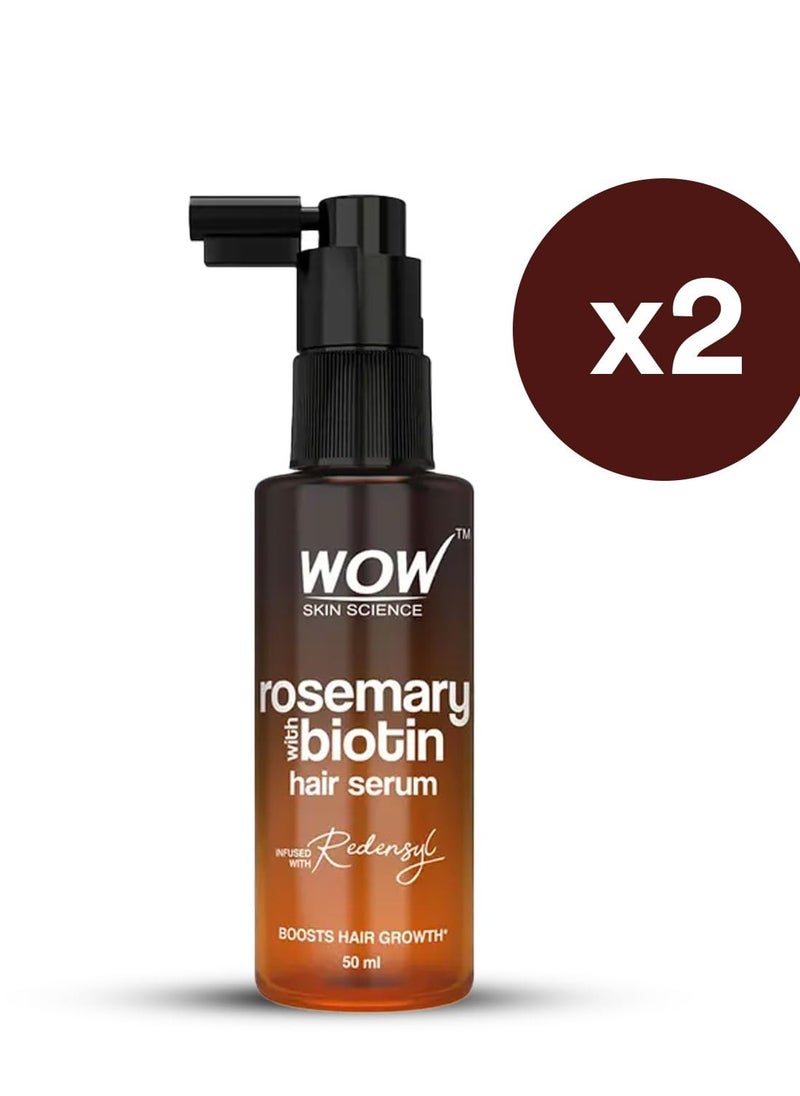 WOW Skin Science Rosemary & Biotin Hair Serum | Strengthens Weak Hair | Adds Volume | Revitalizes Hair | 50ml | Pack of 2