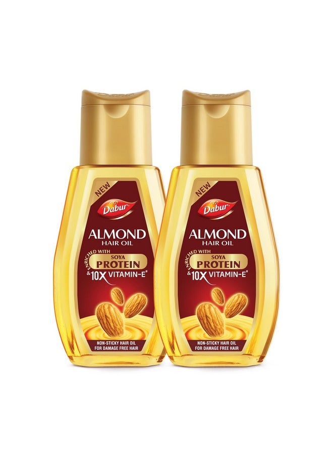 Almond Hair Oil - 580Ml(290Ml*2) | Provides Damage Protection | Non Sticky Formula | For Soft & Shiny Hair | With Almonds, Keratin Protein, Soya Protein & 10X Vitamin E