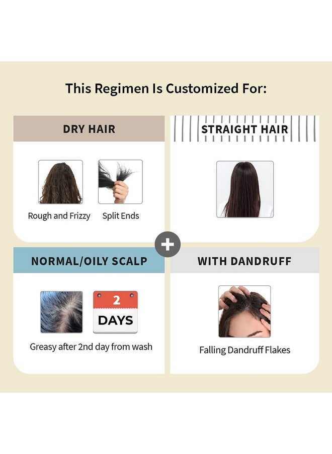 Customized Hair Fall Control & Dandruff Care Regimen For Dry Hair- Normal-Oily Scalp & Straight Hair, 3 Product Ayurvedic Hair Care Kit-Ayurvedic Hair Oil, Shampoo, Hair Growth Serum, Off White