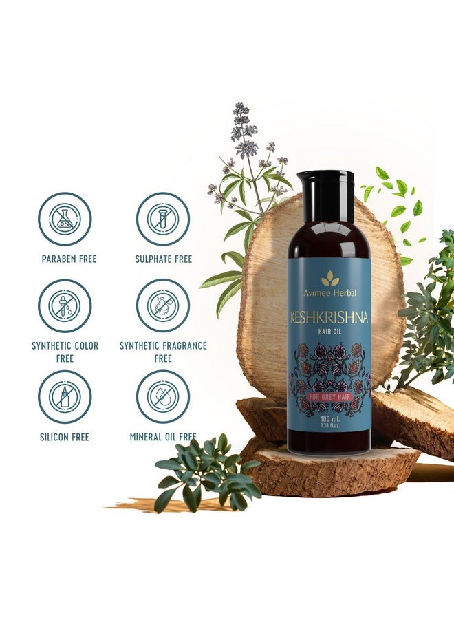 Keshkrishna Hair Oil | With Indigo, Amla, Currly Leaf And Henna Oil | Mineral Oil Free | 100 Ml