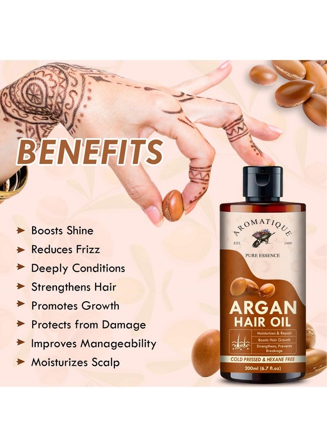 Argan Oil, Argan Oil For Hair Growth Strengthen Dull & Dry Hair, Helps Control Hair Fall & Promotes Hair Growth Multi Purpose Oil.Non Sticky Daily Use Hair Oil 200Ml