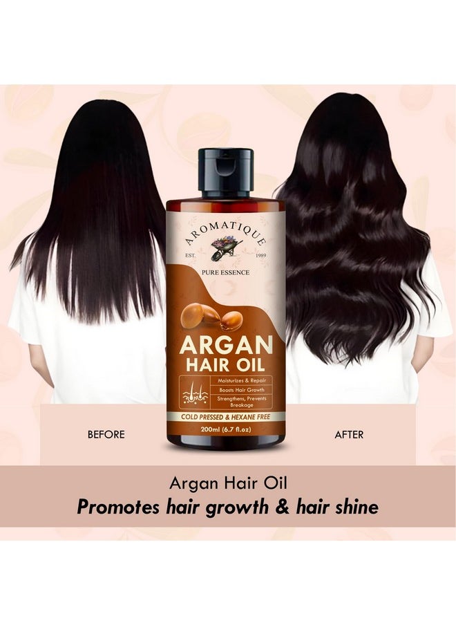 Argan Oil, Argan Oil For Hair Growth Strengthen Dull & Dry Hair, Helps Control Hair Fall & Promotes Hair Growth Multi Purpose Oil.Non Sticky Daily Use Hair Oil 200Ml