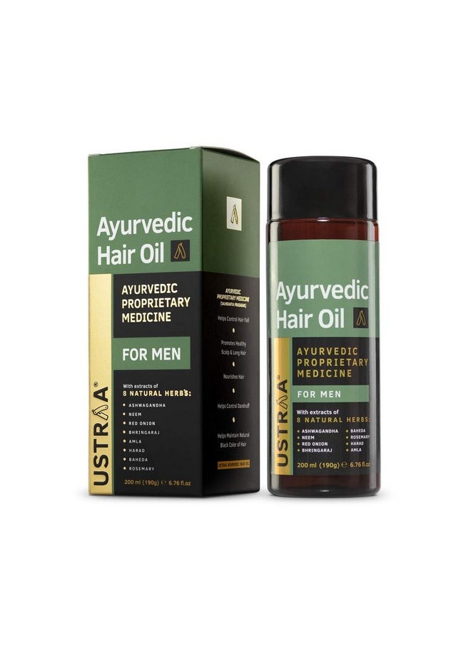 Ayurvedic Hair Oil 200Ml - With 8 Natural Herb Extracts, With Red Onion,Bhringaraj, Amla & Neem, Controls Hair Fall, Fights Dandruff, No Sulphates, No Parabens, No Silicone, No Mineral Oil