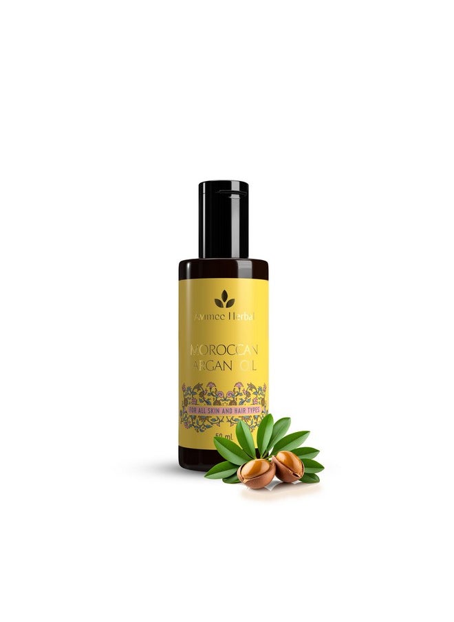 Pure Moroccan Argan Oil | Repairs Split Ends, Reduces Breakage, And Adds Shine | Enriched With Vitamin E | Mineral Oil Free | 50 Ml