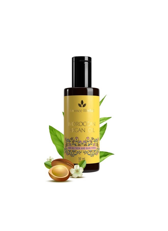 Pure Moroccan Argan Oil | Repairs Split Ends, Reduces Breakage, And Adds Shine | Enriched With Vitamin E | Mineral Oil Free | 50 Ml