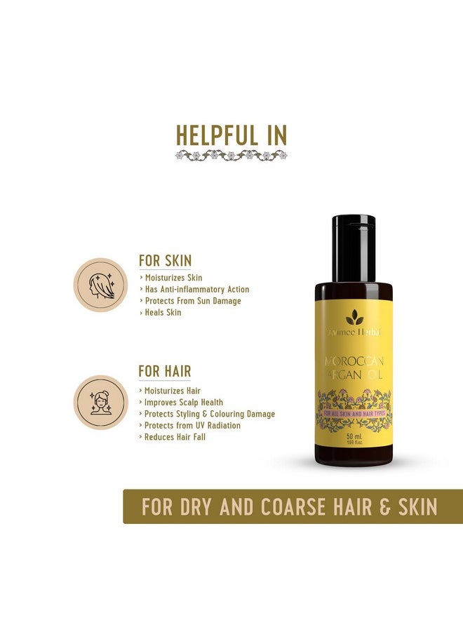 Pure Moroccan Argan Oil | Repairs Split Ends, Reduces Breakage, And Adds Shine | Enriched With Vitamin E | Mineral Oil Free | 50 Ml