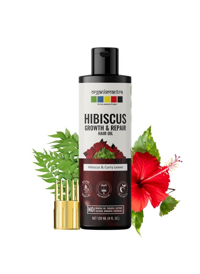 Hibiscus & Curry Leaves Hair Oil | Advanced Follicle Activation | Infused With Bhringraj, Amla, Rosemary, Peppermint & Lavender Oils | Promotes Thicker, Stronger Hair 120Ml