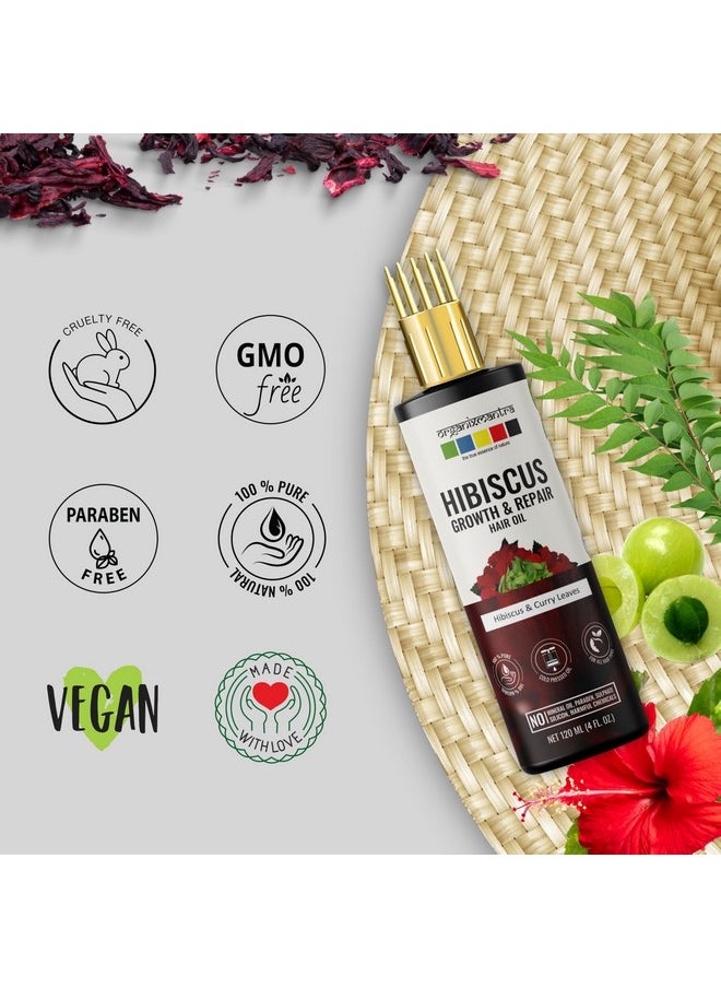 Hibiscus & Curry Leaves Hair Oil | Advanced Follicle Activation | Infused With Bhringraj, Amla, Rosemary, Peppermint & Lavender Oils | Promotes Thicker, Stronger Hair 120Ml