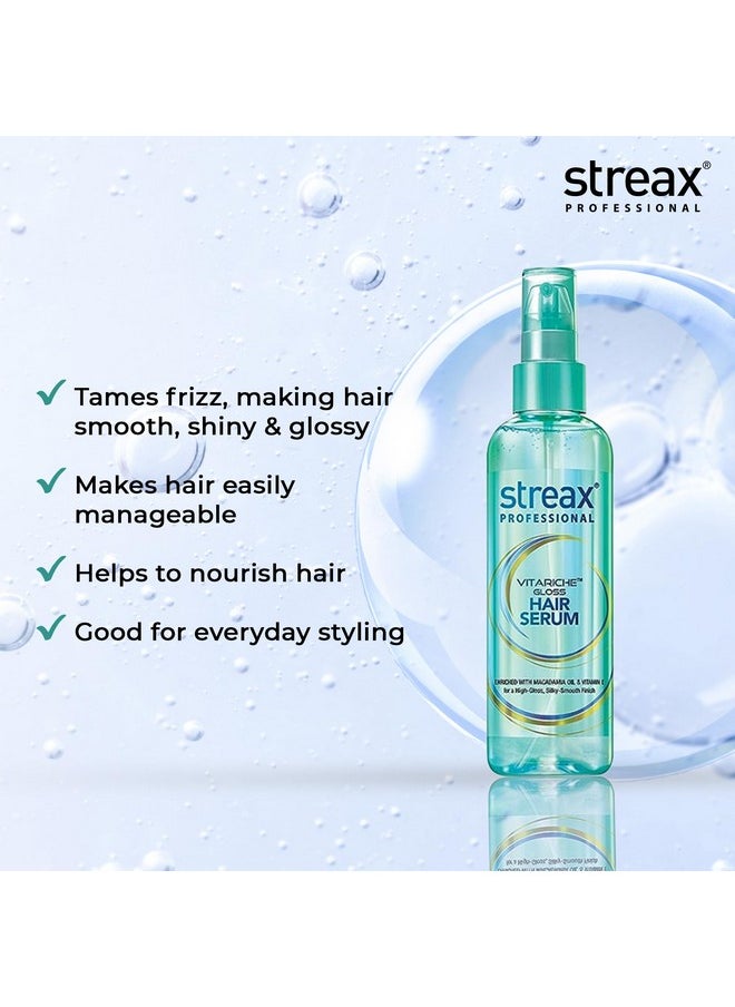 Vitariche Gloss Hair Serum For Women & Men - Enriched With Macademia Oil And Vitamin E For Gorgeous & Shiny Hair - Helps In Everyday Styling, Adds Shine To Hair, 115Ml, Pack Of 3