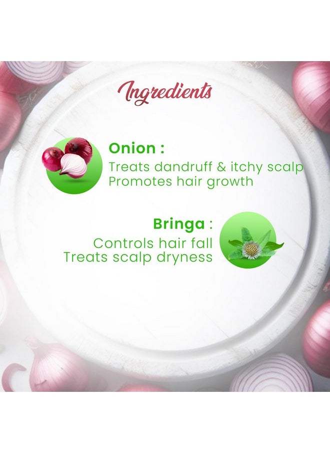 Onion Bringa Ayurvedic Hair Oil | Onion Hair Oil For Healthy Hair | Ayurvedic Oil For Hair Fall Control | Non-Greasy Onion Oil |Clinically Tested | 200 Ml