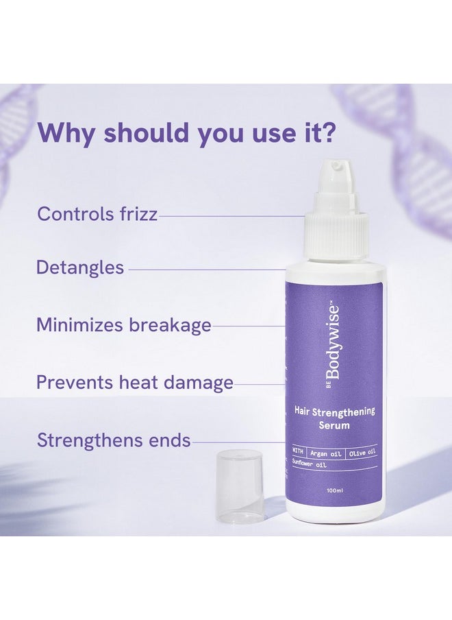 Hair Strengthening Serum 100Ml | For Dry & Damaged Hair | With Argan, Sunflower & Olive Oil | Paraben, Sls Free