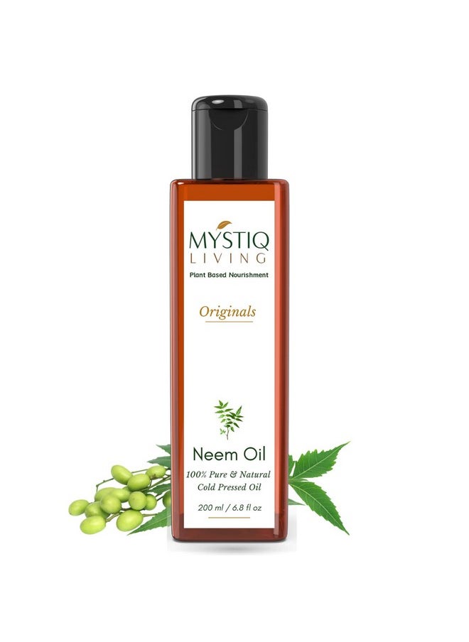 Neem Oil For Hair & Skin, Removes Dandruff, Hair Growth - 200 Ml | For Scalp Fungal Infection | 100% Pure & Natural, Cold Pressed