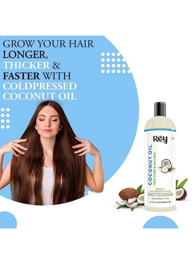 Olive Oil, Coconut Oil & Castor Oil For Hair Loss, Hair Growth, Dandruff Control - 200Ml*3 | Cold Pressed Oil For Skin & Hair Care | Deeply Moisturizes, Repairs And Strengthens Hair