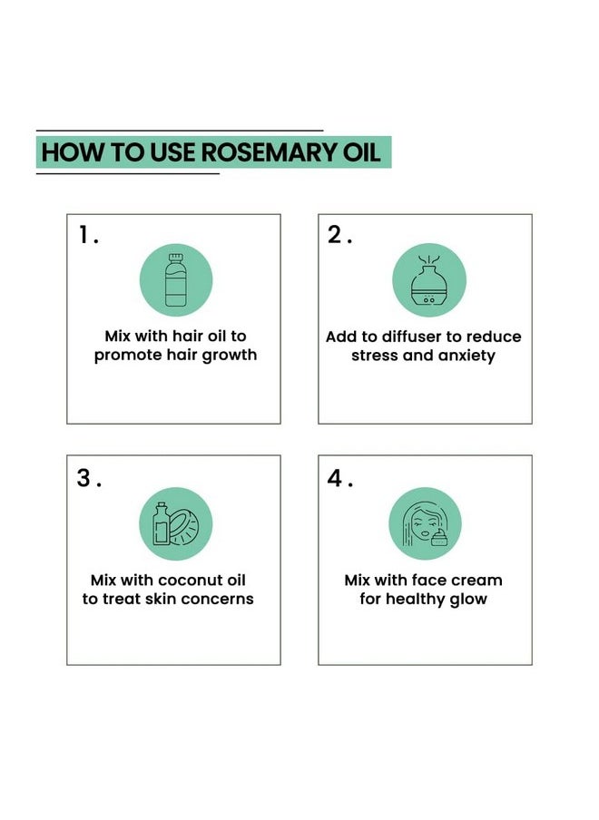 Tea Tree Oil, Rosemary Oil & Castor Oil For Hair Growth, Hairfall Control, Dandruff | Essential Oil & Cold Pressed Oil Set For Face, Skin, Hair Care| All Skin & Hair Types - 15Ml*2+200Ml