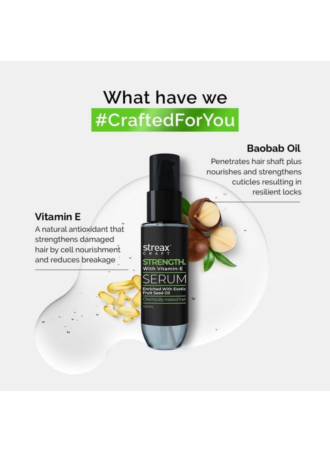 Craft Strength Hair Serum, 100 Ml I Hair Serum For Women I Hair Serum For Chemically Treated Hair I Strength With Vitamin-E I Enriched With Exotic Fruit Seed Oil