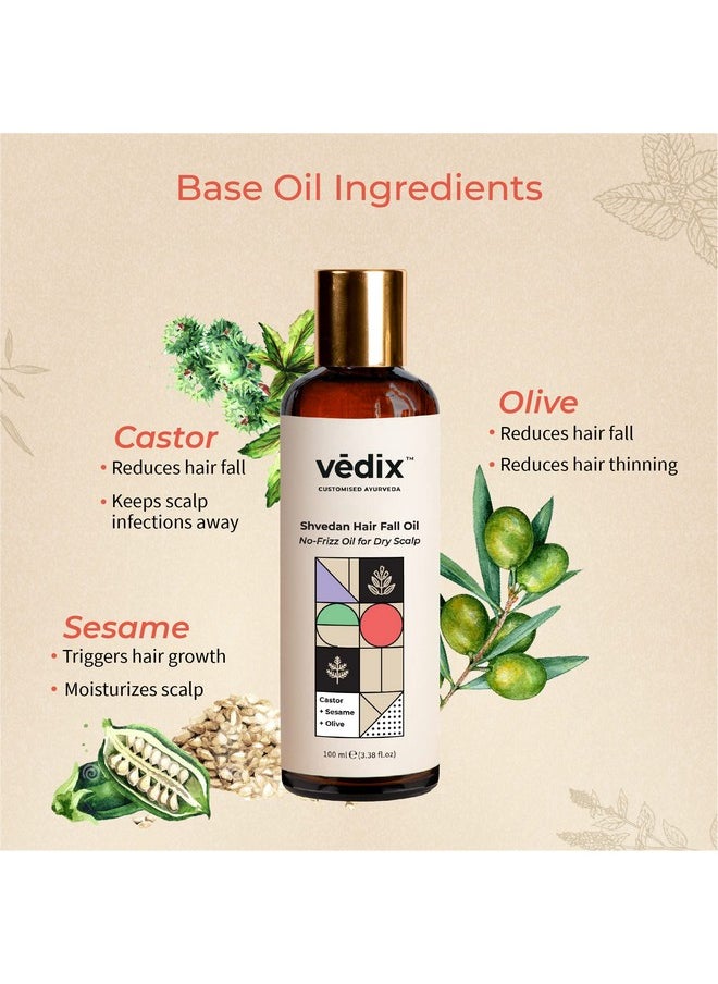 Ayurvedic Hair Fall Oil Combo With 3 Booster Oils, Shvedan No Frizz Hair Oil For Dry Scalp With Amla, Brahmi & Bhringraj Booster Oils, Gift For Women, 4 Oils Gift Kit - 130Ml