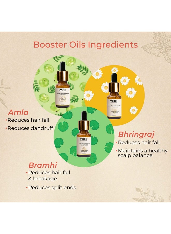 Ayurvedic Hair Fall Oil Combo With 3 Booster Oils, Shvedan No Frizz Hair Oil For Dry Scalp With Amla, Brahmi & Bhringraj Booster Oils, Gift For Women, 4 Oils Gift Kit - 130Ml
