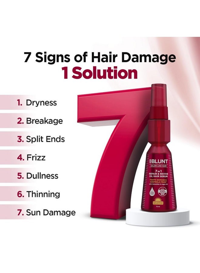 7 In 1 Repair & Revive Oil Hair Serum For Upto 100% Damage Repair - 70Ml | Addresses 7 Signs Of Hair Damage | Enriched With Ceramides & Argan Oil