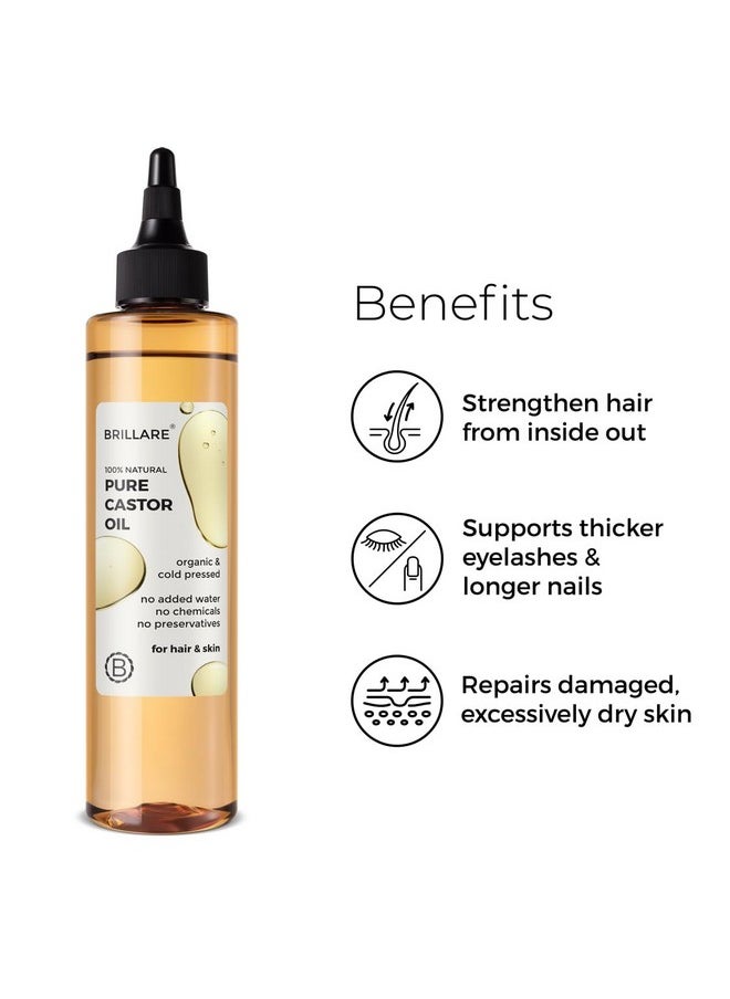 Pure Castor Oil For Hair Growth With Zero Chemicals, Repairs Damaged & Dry Skin, Strengthen Hair With Healthy Look, 100% Natural & Organic, 200 Ml