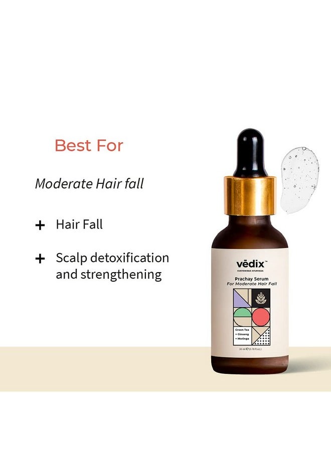 Hair Serum, Prachay Customized Ayurvedic Hair Serum For Women & Men, With Green Tea, Ginseng & Moringa For Moderate Hair Fall, Reduces Hair Fall - 30 Ml (Packing May Vary, 100 Gm)