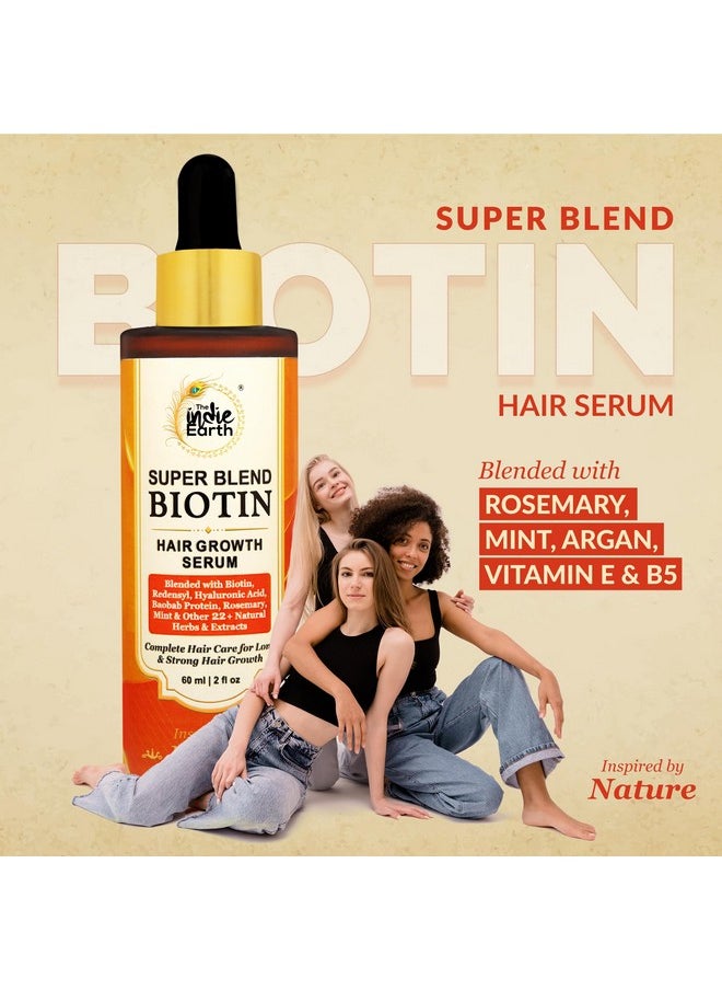 Rosemary Mint & Biotin Hair Growth Serum Formulated With Biotin, Hyaluronic Acid, Baobab Protein, Rosemary, Mint & Other 22+ Natural Herbs And Extracts Combat Hair Loss And Promote Hair Growth 60 Ml