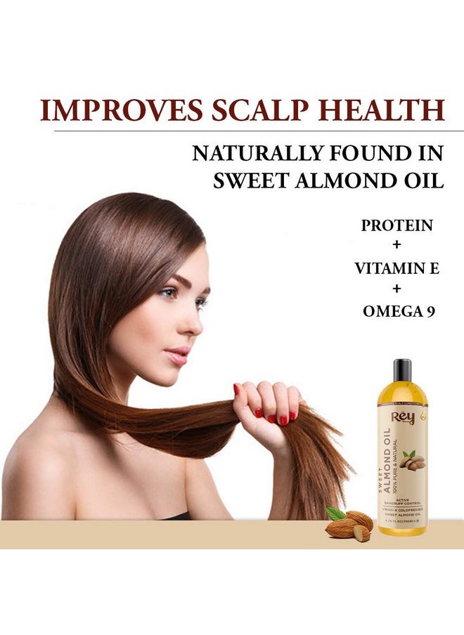 Sweet Almond Oil & Coconut Oil For Hydrated Hair & Dandruff Free Scalp (Nariyal Oil, Badam Oil) - 200Ml*2 | Cold Pressed Oil For Scalp Nourishment & Shiny Hair | Hair Oil For Men & Women