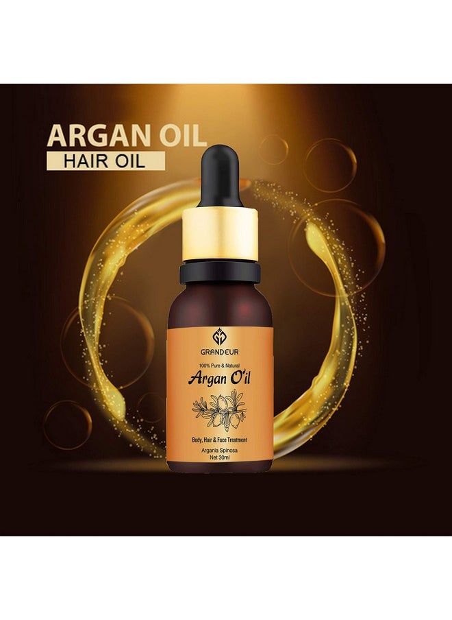 Pack Of 2 100% Pure & Natural Moroccan Argan Oil 30Ml, For Dry And Coarse Hair & Skin Care 30Ml+ 30Ml | Hair Fall Control | Hair Growth|