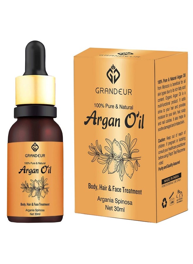 Pack Of 2 100% Pure & Natural Moroccan Argan Oil 30Ml, For Dry And Coarse Hair & Skin Care 30Ml+ 30Ml | Hair Fall Control | Hair Growth|