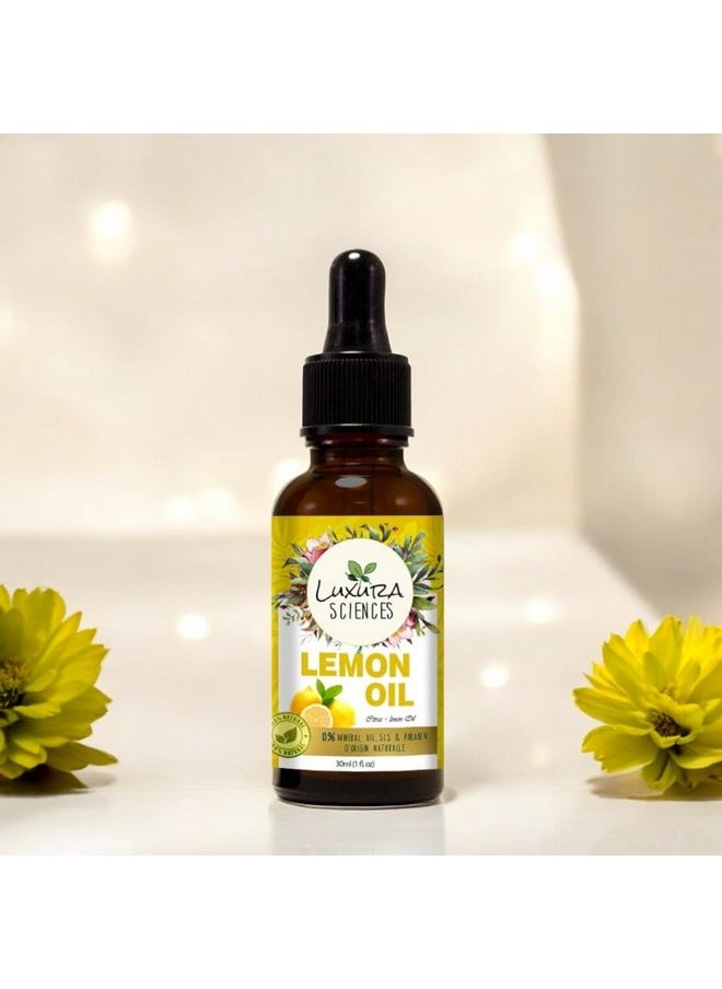 Organic Lemon Essential Oil For Skin,Hair And Body (Natural - Undiluted) Therapeutic Grade -Perfect For Aromatherapy, Relaxation, Skin Therapy & More! 30Ml