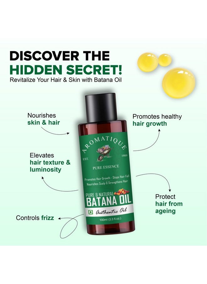 Batana Oil - Pure Batana Oil For Hair Growth By Dr Sebi Sourced From Honduras, Batana Oil Cold Pressed, Derived From Palm Nut Oil For Hair & Skin (100 Ml)