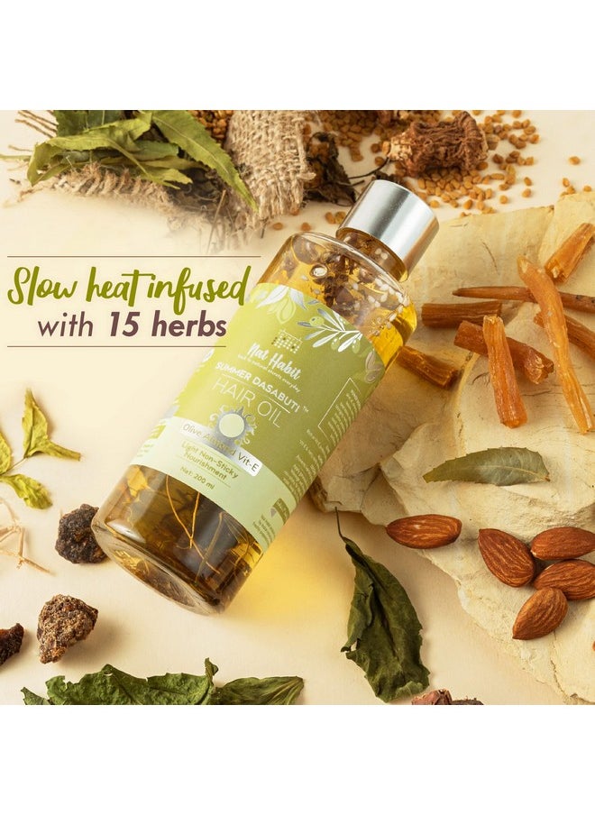 Olive Almond Summer Light Hair Oil With Vitamin E For Men & Women, All Hair & Scalp Types, No Paraffin, Mineral Oil, Preservatives & Chemicals, 200Ml
